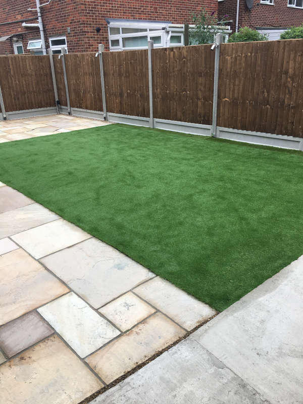 artificial grass fencing landscaping patio project 17